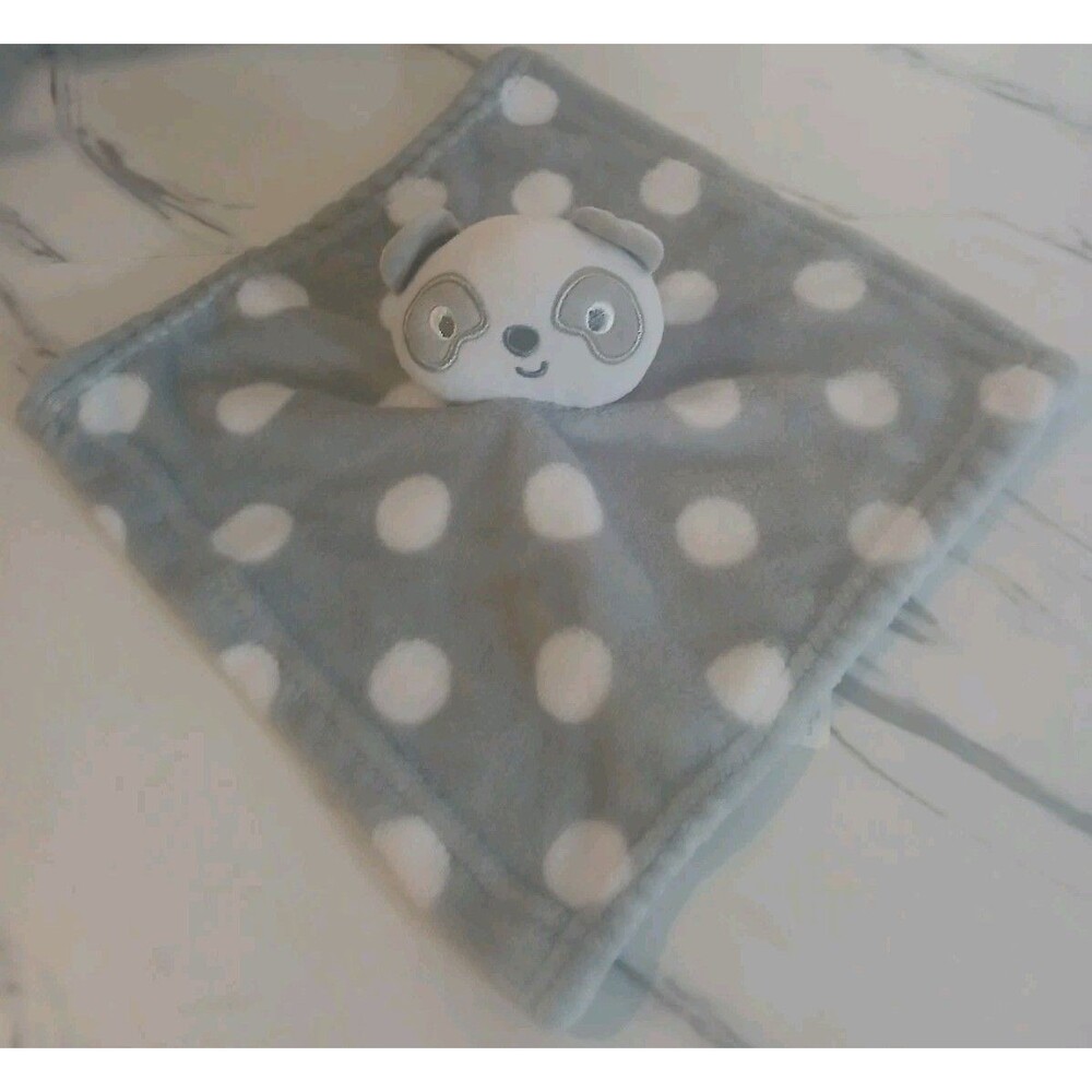 Gentle Steps Panda Gray/White Polka Dot Lovey Security Blanket Plush